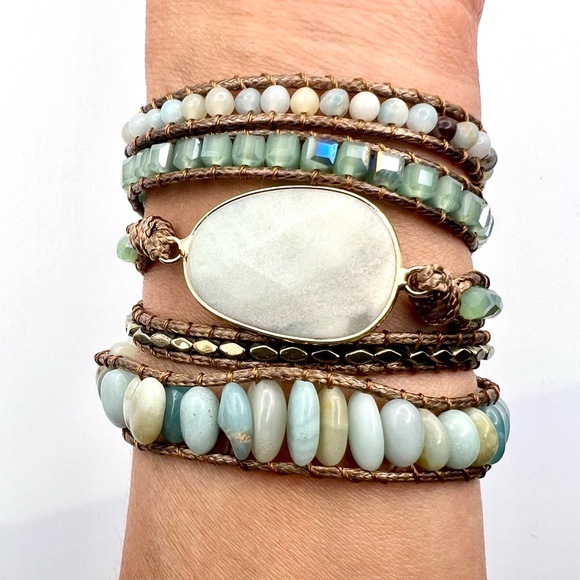 Peace Stone AMAZONITE Wrap Bracelet Adjustable - Picture 5 of 12